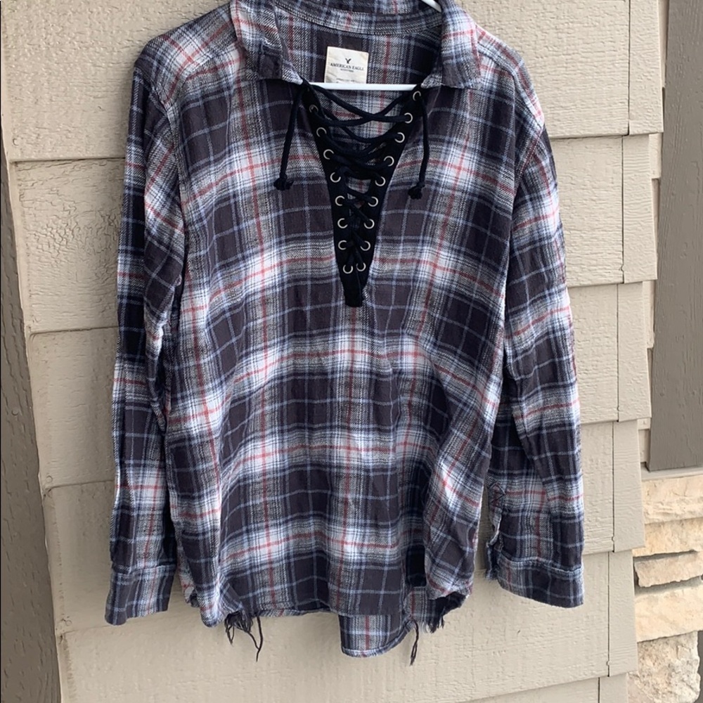 American Eagle Distressed Flannel